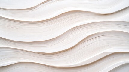 Wall Mural - Close up of a white wall with wavy lines and a top view of white wood texture background