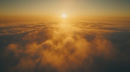 Sticker - Aerial sunset above golden cloudscape