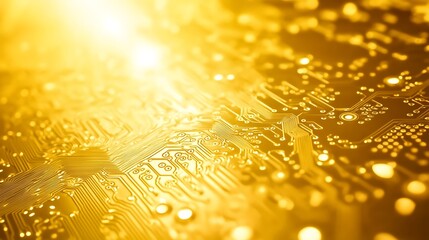 Leinwandbilder - Golden Circuit Board Abstract Technology Background