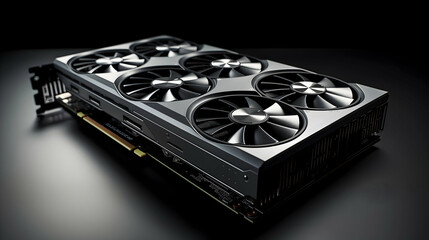 Aufkleber - A sleek, modern graphics card featuring multiple cooling fans, showcasing advanced technology for high-performance computing and gaming.