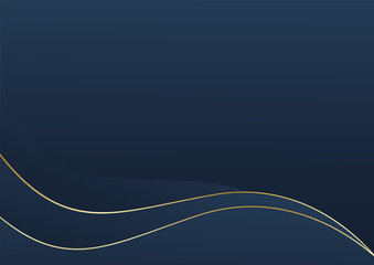 Simple navy blue gradient vector background and gold lines