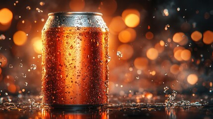 Wall Mural - Cold Drink Can, Wet, Sparkling Background, Advertising