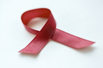 Aufkleber - A single red ribbon laid flat on a white background