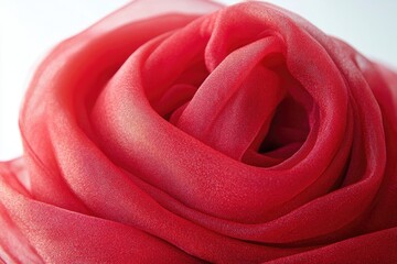 Poster - close-up photo of a vibrant red scarf resting on a clean white surface