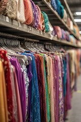 Poster - Colorful clothing items on racks and shelves in a store