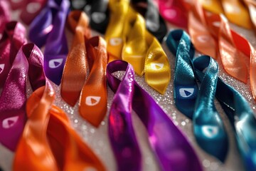 Poster - A collection of vibrant ribbons in various colors and textures, perfect for decorating or crafting projects