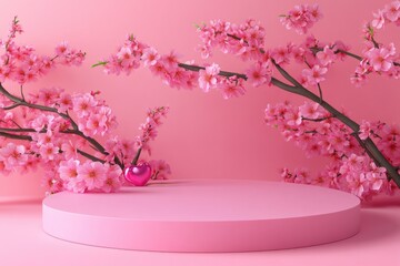 Poster - A pink vase sits atop a white platform, ready for display or decoration