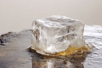 Poster - A single piece of ice sitting on a table, perfect for illustrations or designs