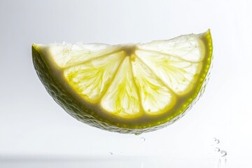 Poster - A slice of lime drops into calm water