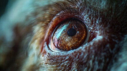 Poster - A close-up view of a dog's eye with a blurred background