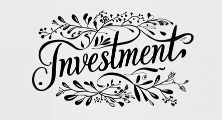 Wall Mural - investment calligraphy lettering black ink on plain white background