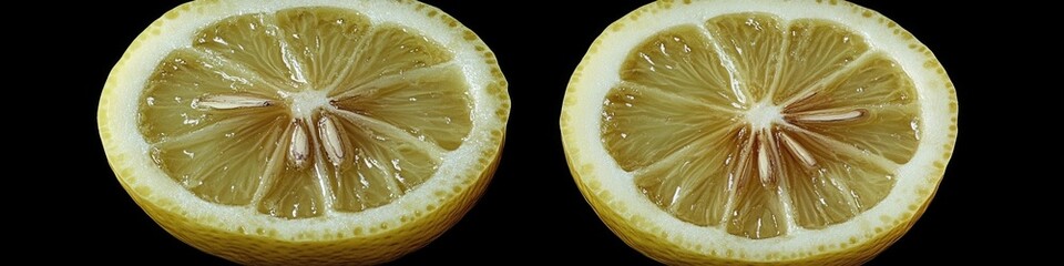 Aufkleber - Two lemon halves placed on a dark or black surface
