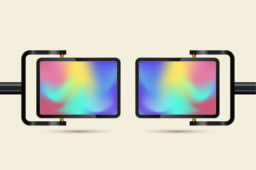 Aufkleber - Set of two Outdoor Large LED Screens Mock up with black realistic stand for outdoor,a street LED. A Digital Stand Signage LED Display Mockup with Digital Stand