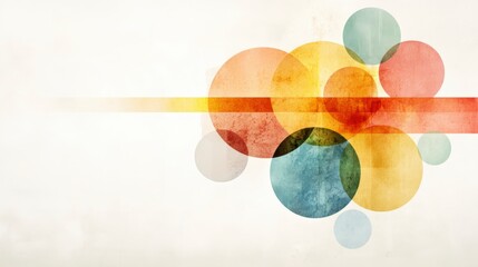 Poster - Abstract composition with colorful circles and shapes on a textured background, perfect for modern design projects