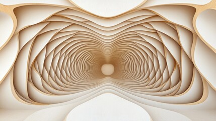 Poster - Abstract Symmetrical Design of Layered Curves and Waves Creating a 3D Illusion of Depth and Space