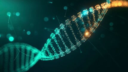 Poster - Abstract Representation of DNA Helix with Colorful Particles in a Modern Science Concept Background