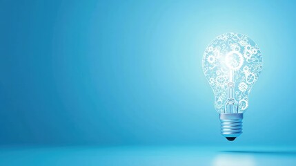 Wall Mural - lightbulb idea creative thinking Lightbulb with gears and cogs inside, symbolizing the mechanics of creative thinking and problem solving