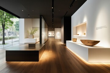 Poster - Contemporary Art Gallery Interior with Minimalist Design and Natural Light