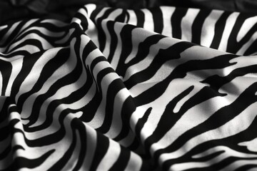 Poster - High resolution photograph of a close-up textured zebra print fabric, suitable for clothing and interior decoration.