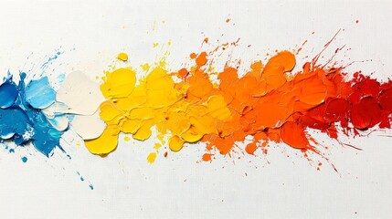 Poster - Vibrant Splashes of Paint Representing a Colorful Transition from Blue to Red on White Background