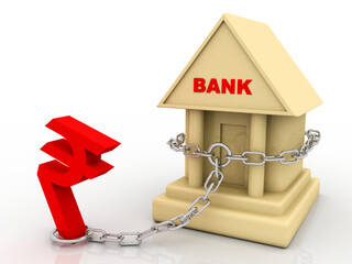 Poster - 3d rendering Build bank on rupee sign

