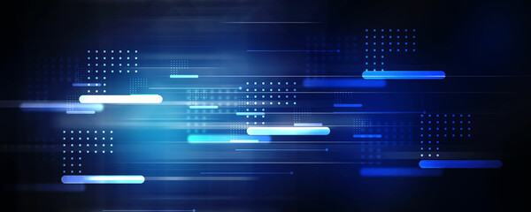 Poster - 2d illustration abstract futuristic electronic circuit technology background