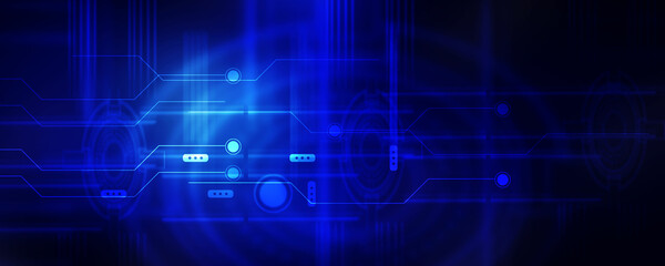 Poster - 2d illustration abstract futuristic electronic circuit technology background