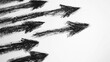 © Charlie Khan - Charcoal Hand-Drawn Pencil Arrows: Charcoal hand drawn pencil arrows, doodle curved chalk darts, texture design elements of scribble lines,
