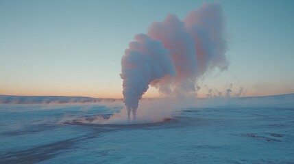 Poster - Iceland Geyser Erupts Sunset Steam Geothermal