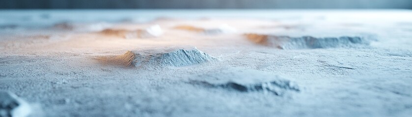 Poster - A close-up view highlights a frosted smooth concrete surface, illuminated softly. The texture reveals small variations and imperfections, creating an atmosphere of calm and tranquility