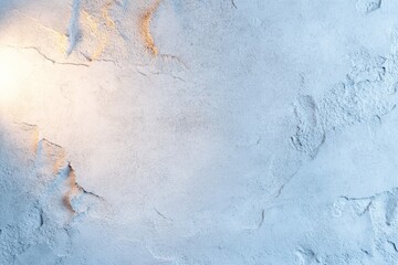 Poster - A frosted smooth concrete surface reflects a soft warm light in a minimalist environment, enhancing the texture and detailing of the concrete. The ambiance creates a tranquil and serene atmosphere