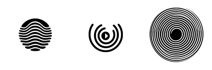 Poster - Unique abstract symbols showcasing different wave patterns and circular designs in a minimalistic style