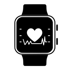 Poster - Smartwatch displays heart symbol and heartbeat line for fitness tracking
