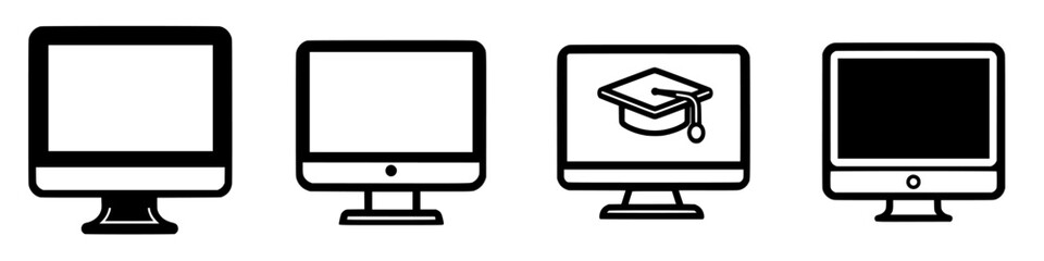 Poster - Icon set representing various computer screens for educational and technological purposes