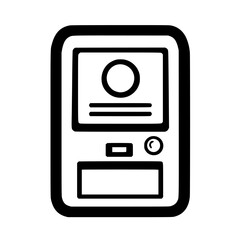 Poster - Self-service kiosk providing digital check-in for users at a busy transportation terminal during daylight hours