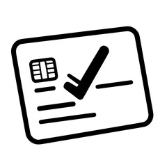 Poster - digital card symbol indicating approval with check mark and microchip design