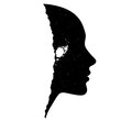 © Mark - Abstract silhouette of a woman's profile with textured details highlighting artistic expression and creativity