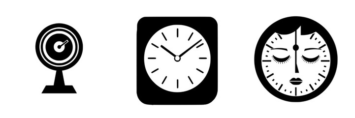 Poster - Time management icons representing scheduling, planning, and measurement in a minimalistic style