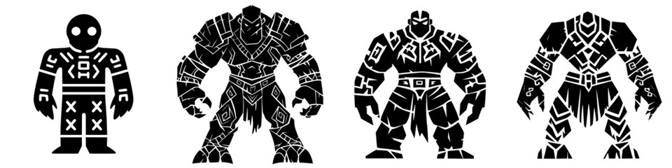 Poster - Unique collection of black silhouette characters showcasing different designs and shapes