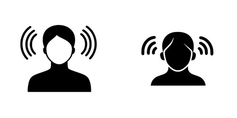 Poster - Illustration of two people with sound waves, symbolizing communication and audio interaction in a simplified design