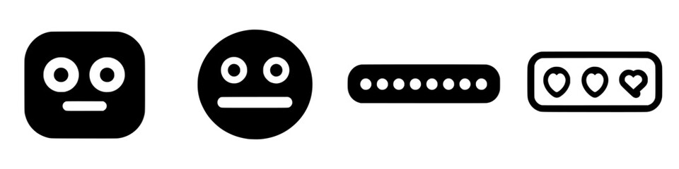 Poster - Set of minimalist black icons representing different emotions and expressions, showcasing various moods and feelings in simple designs