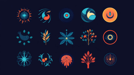 Poster - Science and biology atoms symbols set for research concept, such as idea of logo. Jpeg version also available in gallery