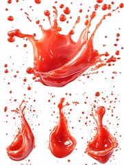 Poster - Vibrant Red Liquid Bursting and Splashing in Dynamic Motion against a Clean White Background