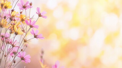 Naklejka na meble Delicate Pink and Yellow Flowers