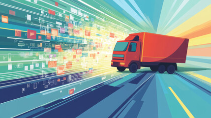 Poster - Fast content delivery. CDN. Content delivery network icon, web media file administration and publishing system symbol, website CDN technology thin line vector sign or icon with media file folder