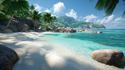 Wall Mural - Tropical beach with clear water.