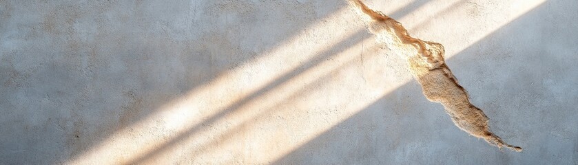 Poster - Soft shadows stretch across a lightly textured concrete wall as sunlight filters through, creating a play of light and texture that enhances the minimalist aesthetic
