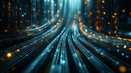 Poster - Abstract Digital Flow of Light Particles and Bright Lines