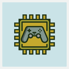 Poster - Iconic Illustration of a Game Controller Integrated Within a CPU Chip Design