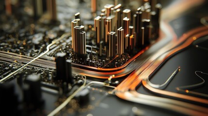 Poster - Abstract Technology Background with Circuit Board and Golden Elements